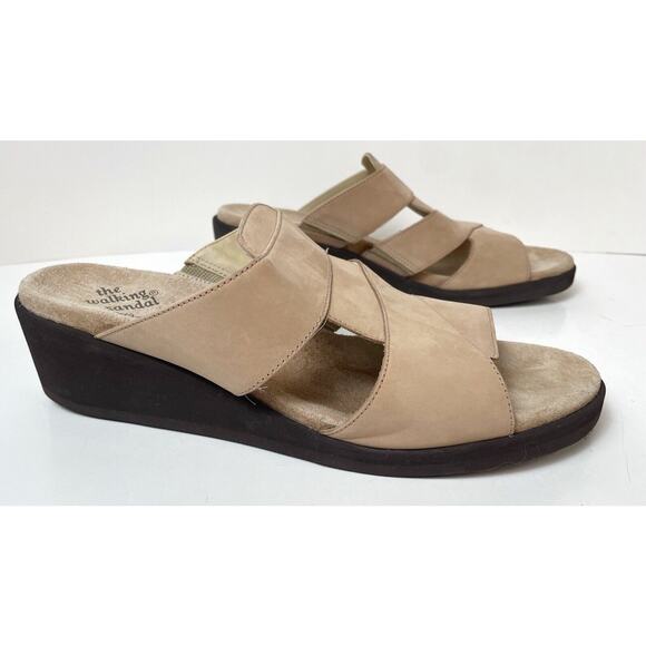 Rockport Shoes - Rockport Sandals Womens 8.5 M Tan Nubuck Leather Wedge Walking Comfort Shoes